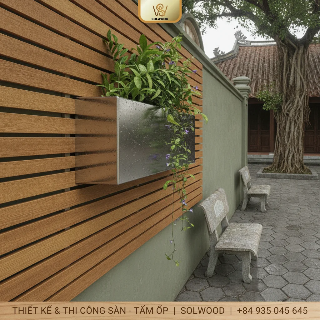 Hướng dẫn thi công thanh lam gỗ nhựa ngoài trời có luồn thép hộp - hình 3