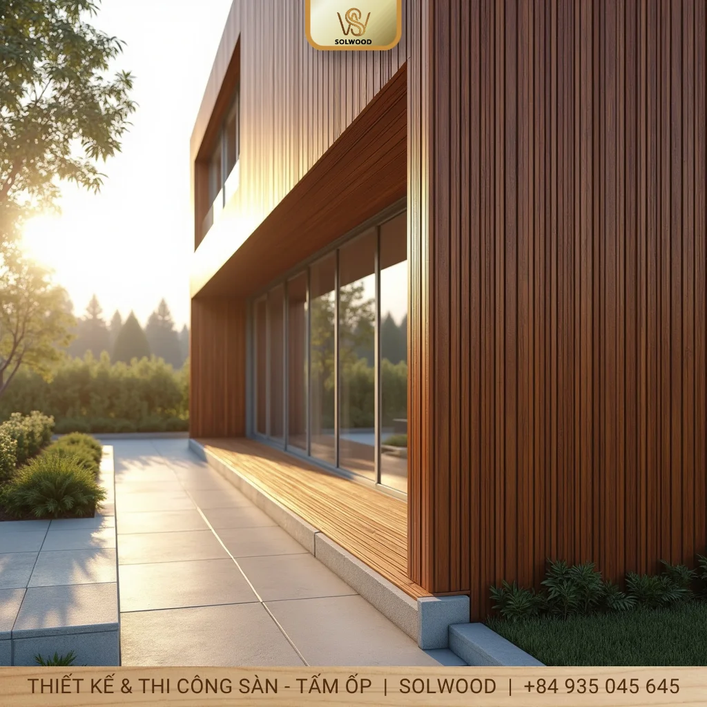Tấm ốp 1 sóng ngoài trời ASA màu Deep Wood - hình 3