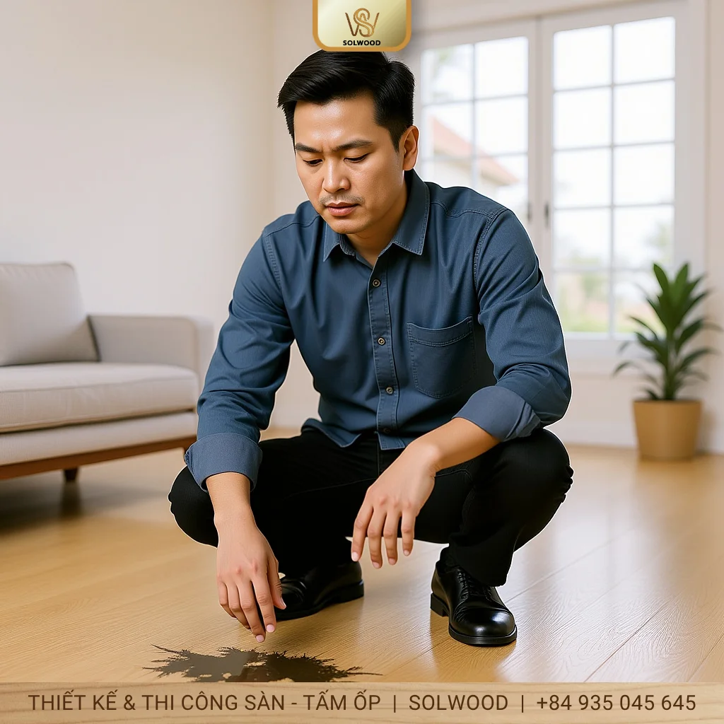 Hình ảnh Khắc phục sàn gỗ ngấm nước dễ dàng, siêu tiết kiệm chi phí - 1