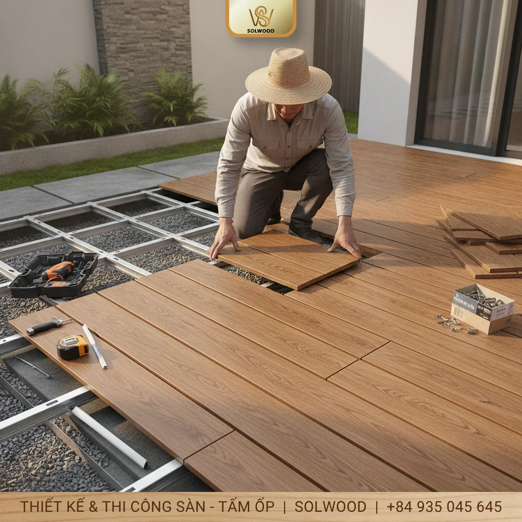 Hình ảnh Thi công sàn gỗ nhựa ngoài trời: 5+ bước cơ bản, dễ làm. - 1