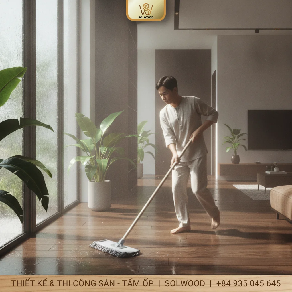 Hình ảnh Mẹo cấp cứu sàn gỗ nồm ẩm: Tránh phồng rộp, cong vênh hiệu quả - 1