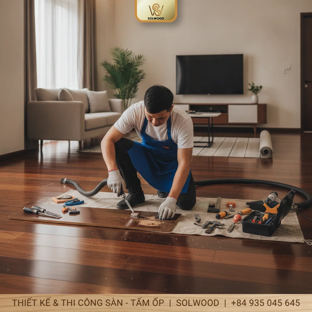 Hình ảnh Sửa chữa sàn gỗ trọn gói: Cam kết giá không phát sinh. - 1