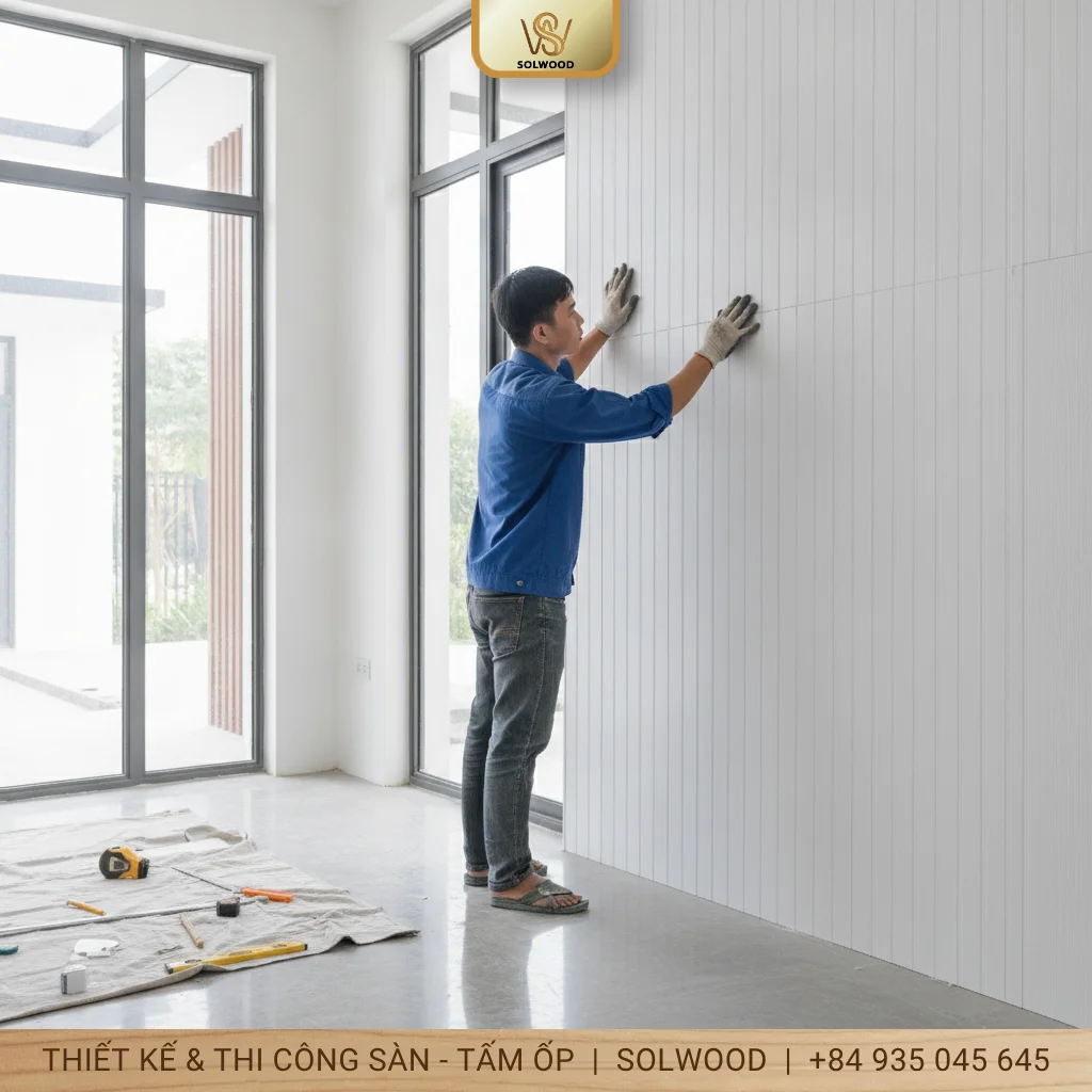 Hình ảnh Hướng dẫn thi công tấm nhựa ốp tường đúng kỹ thuật, bền đẹp - 1