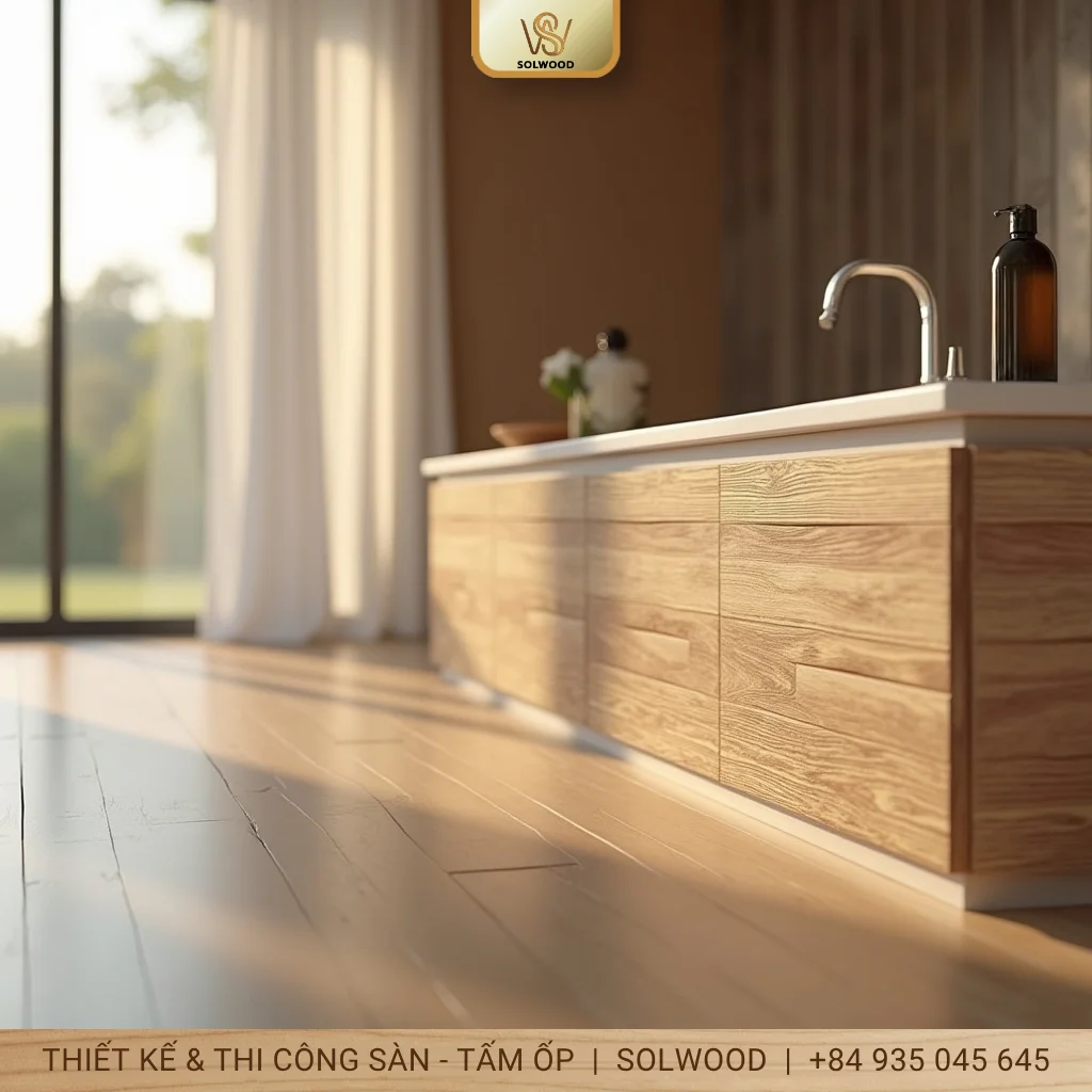 Hình ảnh Lam Nhựa Giả Gỗ 50x100 Trang Trí Vách Cầu Thang Đẹp - 1