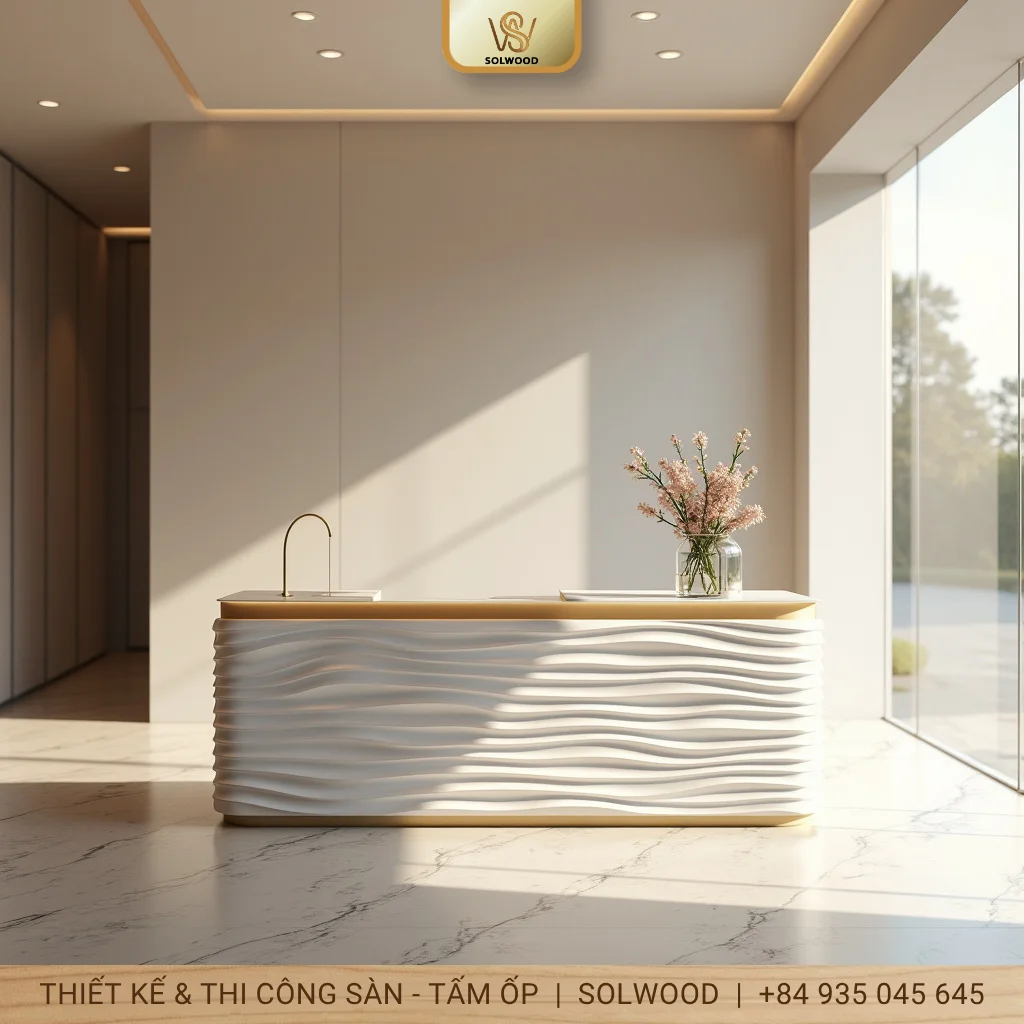 11 Mẫu Ốp Quầy Bar, Lễ Tân Nhựa PVC Lam Sóng Đẹp Hiện Nay - hình 3