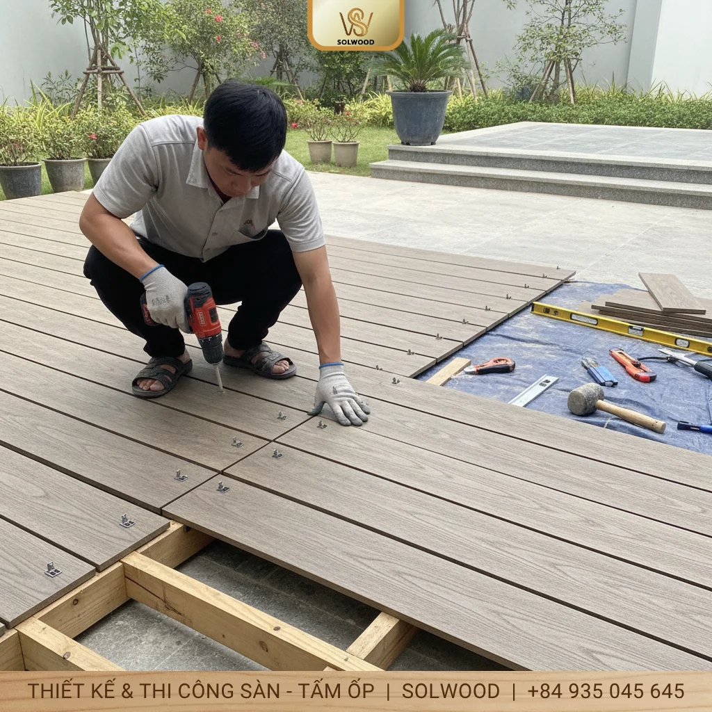 Cách thi công sàn gỗ nhựa ngoài trời với 5+ bước cơ bản - hình 2