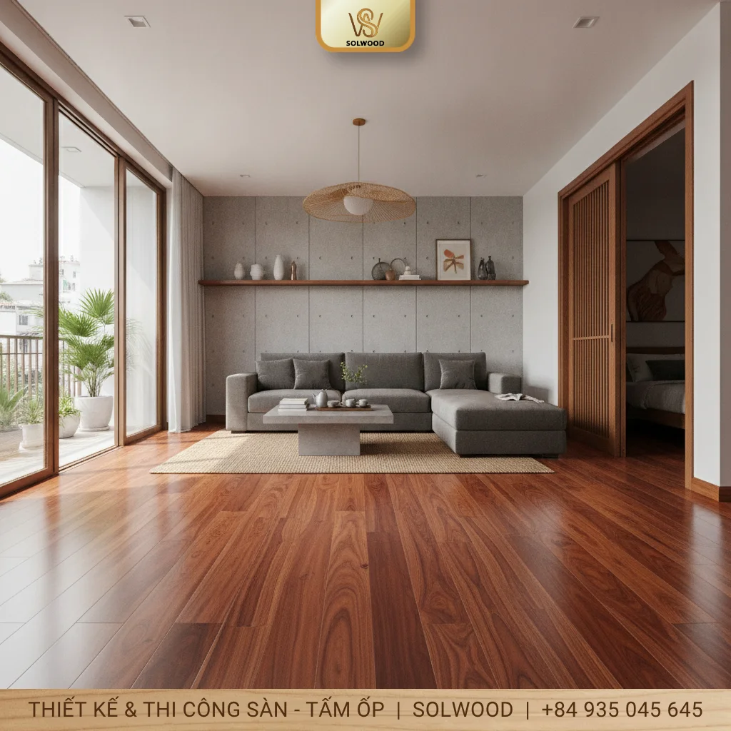 Công trình sàn gỗ Căm Xe tại quận 11 - hình 1