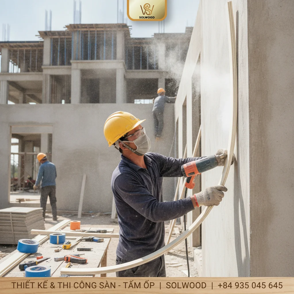 Hướng dẫn cách uốn cong phào chỉ nhựa PU tại công trình - hình 2
