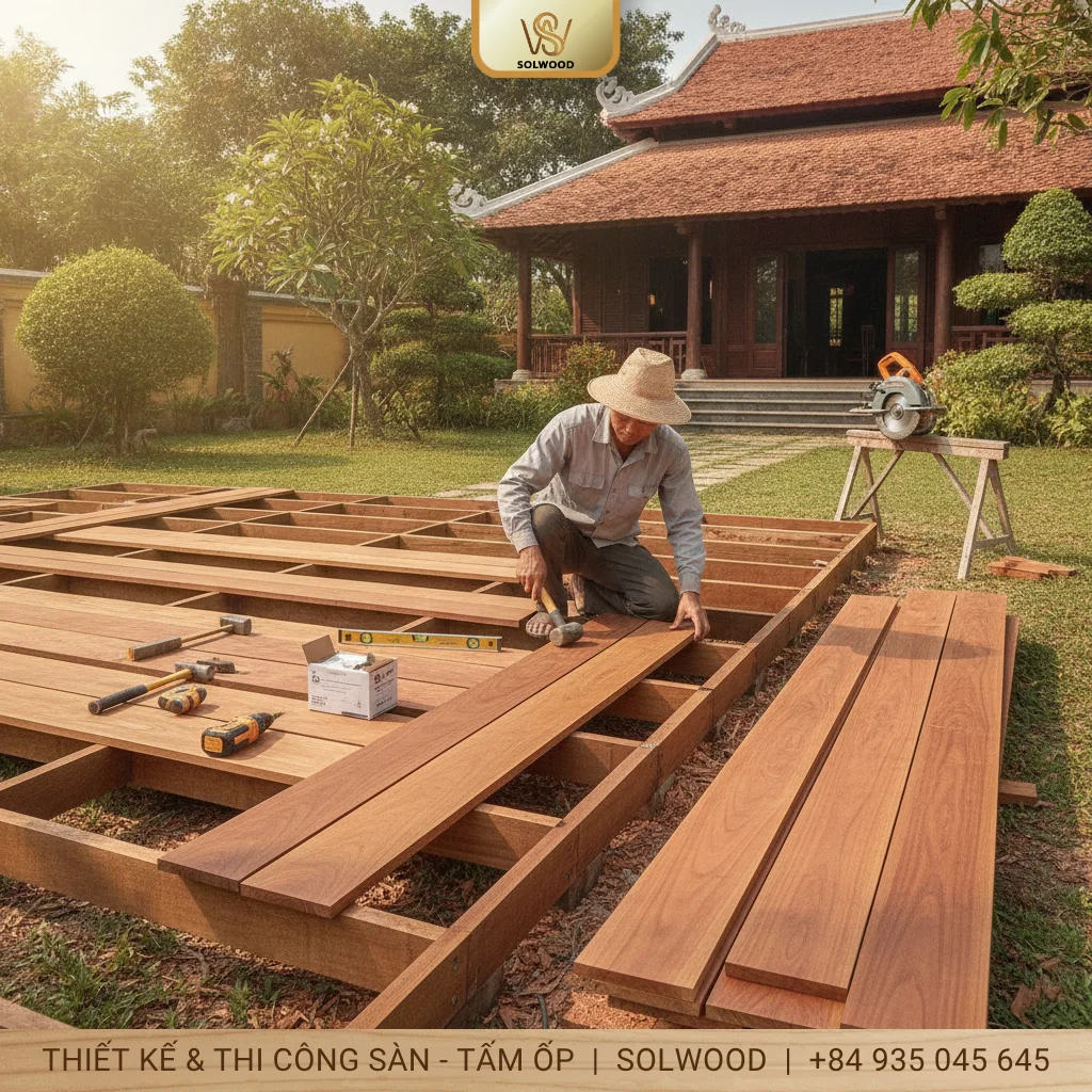 Hướng dẫn thi công sàn gỗ tự nhiên ngoài trời với 4 bước - hình 1