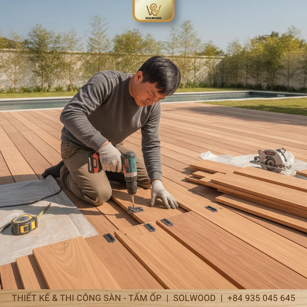 Hướng dẫn thi công sàn gỗ tự nhiên ngoài trời với 4 bước - hình 2