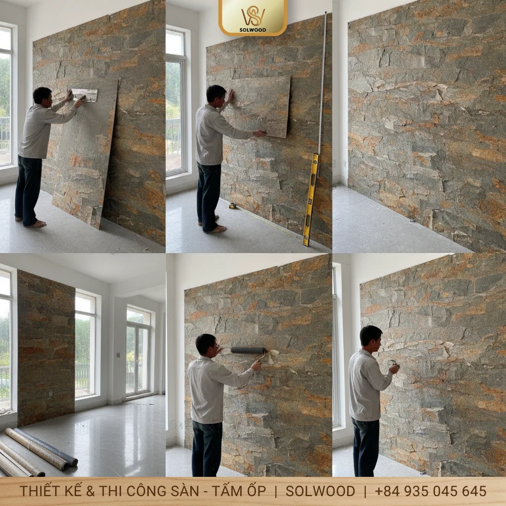 Hướng dẫn thi công tấm ốp đá dẻo từng bước, đúng kỹ thuật - hình 2