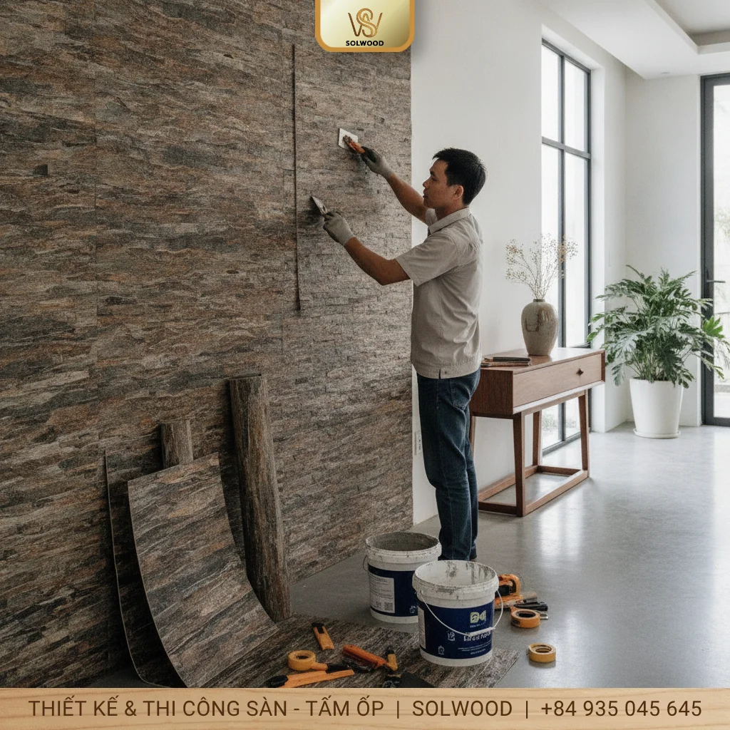 Hướng dẫn thi công tấm ốp đá dẻo từng bước, đúng kỹ thuật - hình 3