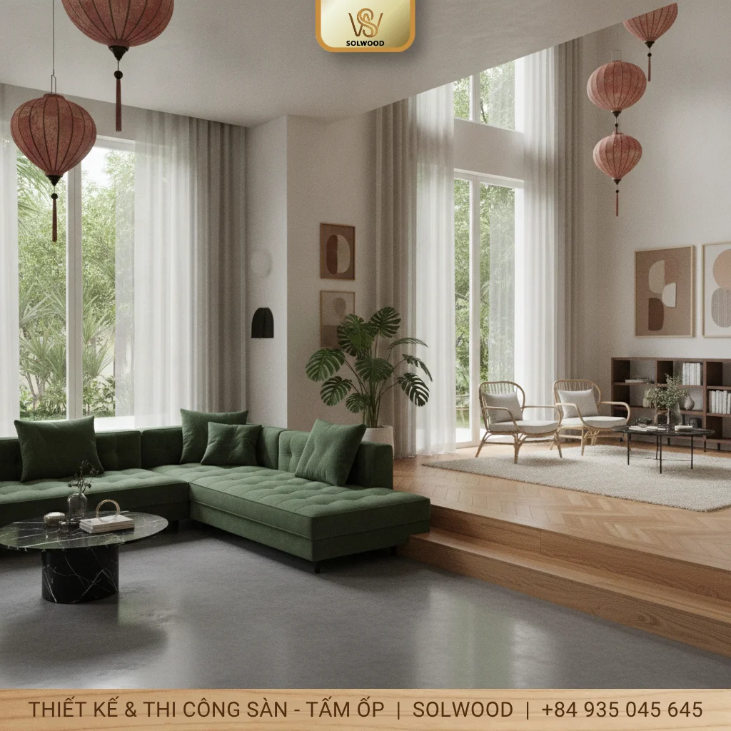 Lát sàn với màu sắc tương phản tạo hiệu ứng mới cho ngôi nhà - hình 2