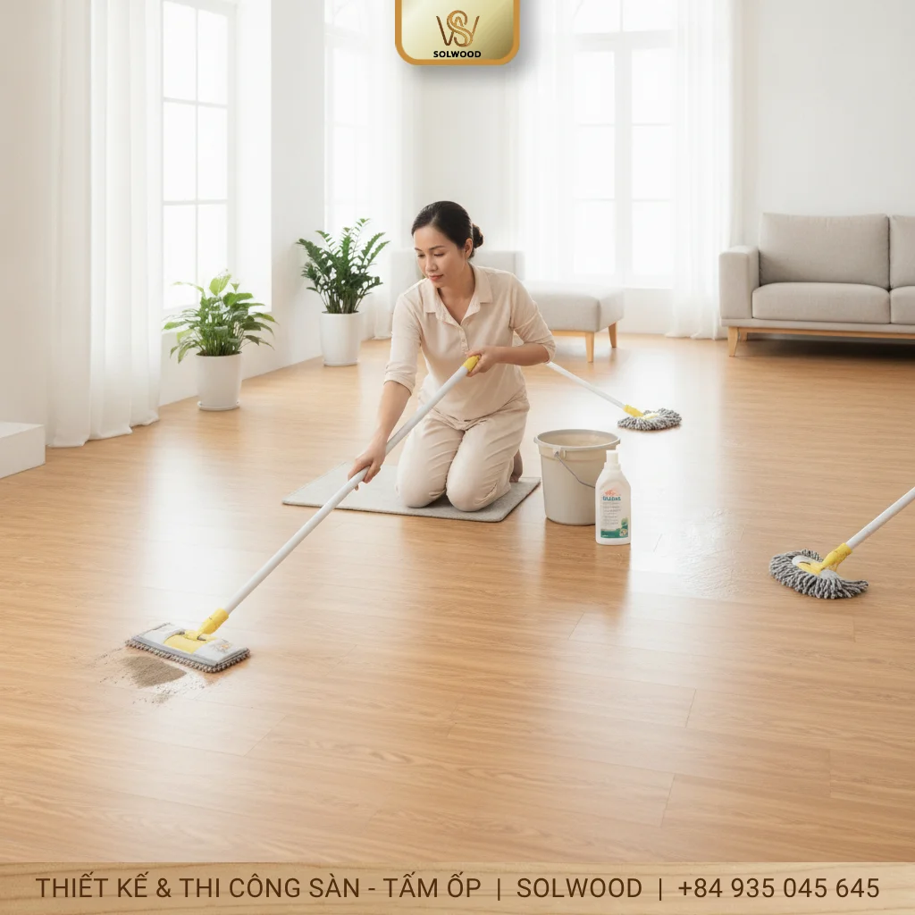 Mẹo vệ sinh sàn nhựa giả gỗ đơn giản đúng kỹ thuật - hình 2