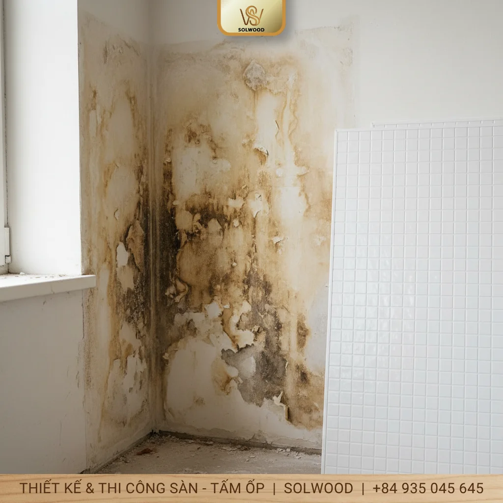 Nhà bị thấm có dùng tấm ốp tường nhựa được không? - hình 1