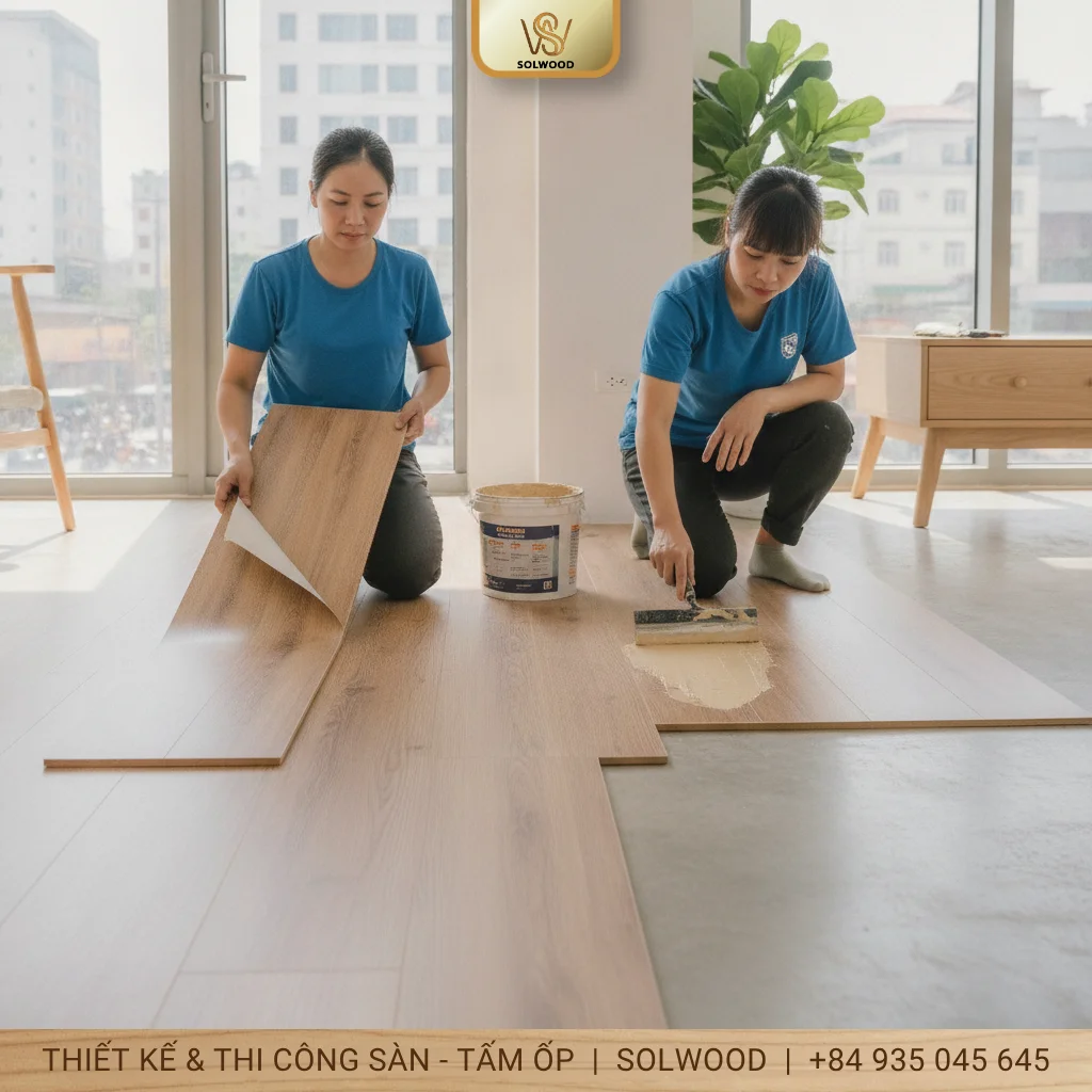 Sàn nhựa tự dán keo và sàn nhựa dán keo là gì ? khác nhau như nào - hình 1