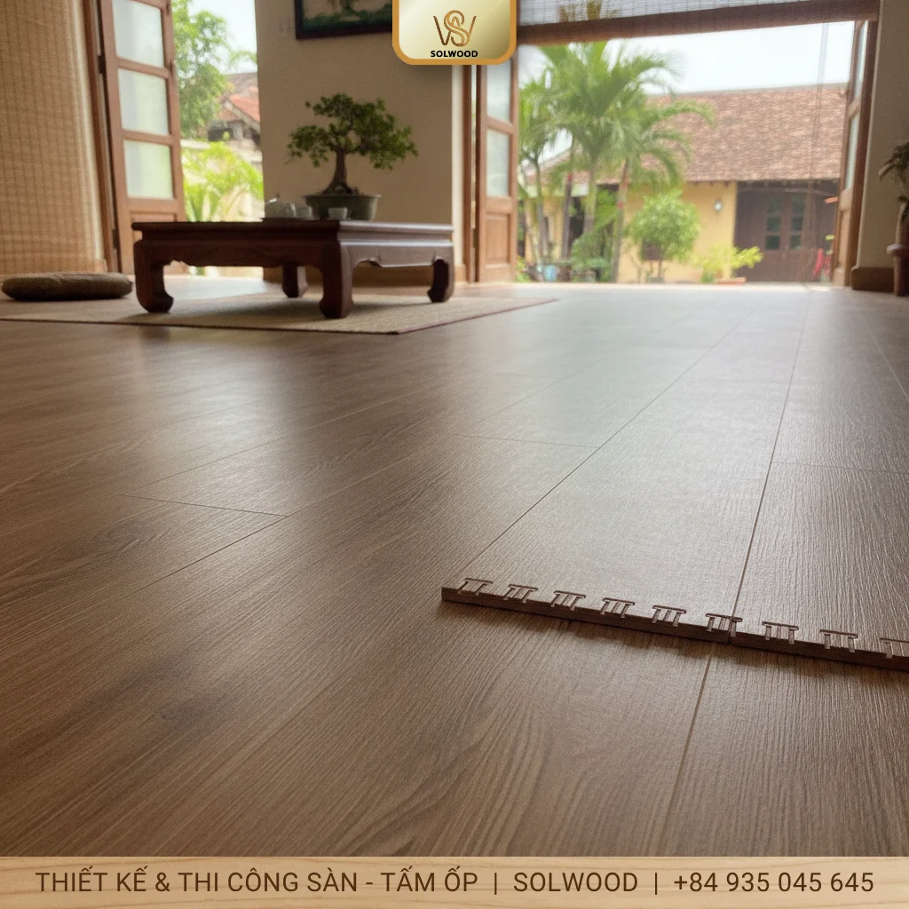 sàn nhựa vân gỗ có hèm tam kỳ - hình 2