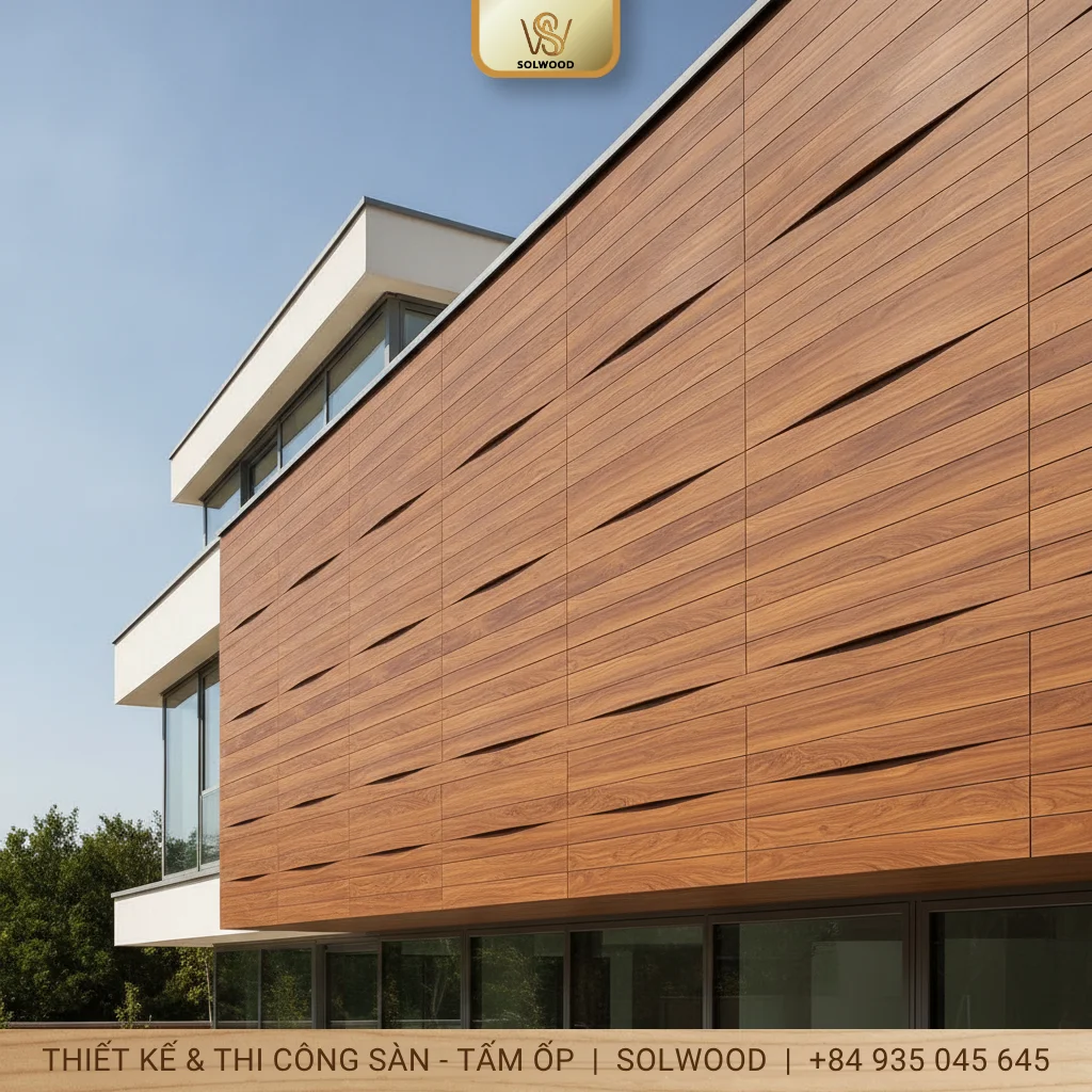 Tấm ốp 1 sóng ngoài trời ASA màu Walnut - hình 1