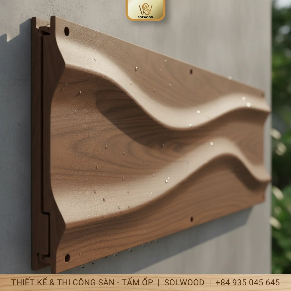Tấm ốp 1 sóng ngoài trời ASA màu Walnut - hình 2