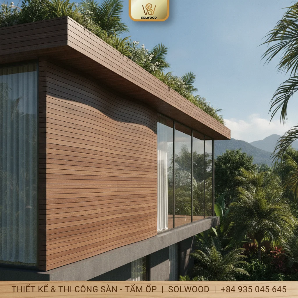 Tấm ốp 1 sóng ngoài trời ASA màu Walnut - hình 3
