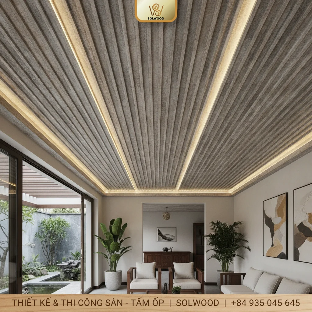 tấm ốp trần nhựa nano lam sóng pvc vân đá hội an - hình 2
