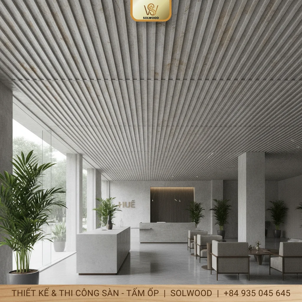 tấm ốp trần nhựa nano lam sóng pvc vân đá huế - hình 2