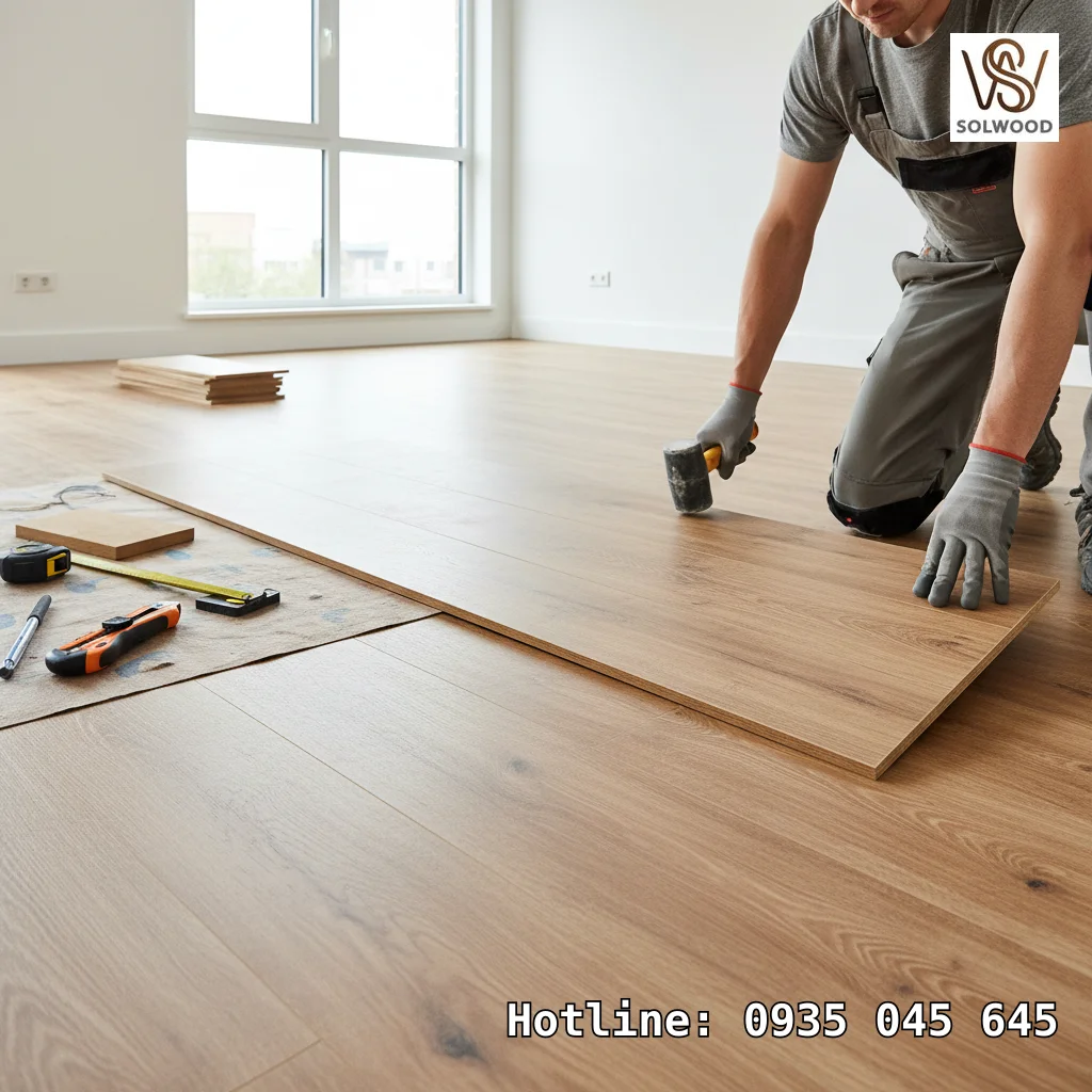 Thi công sàn nhựa giả gỗ hèm khóa, dán keo tại Huế giá rẻ - hình 2